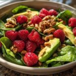 Raspberry-Spinach Salad with Avocado and Walnuts