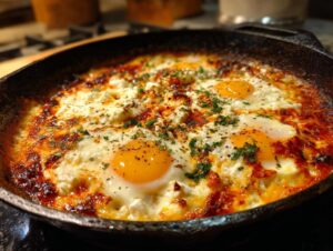 Baked feta eggs