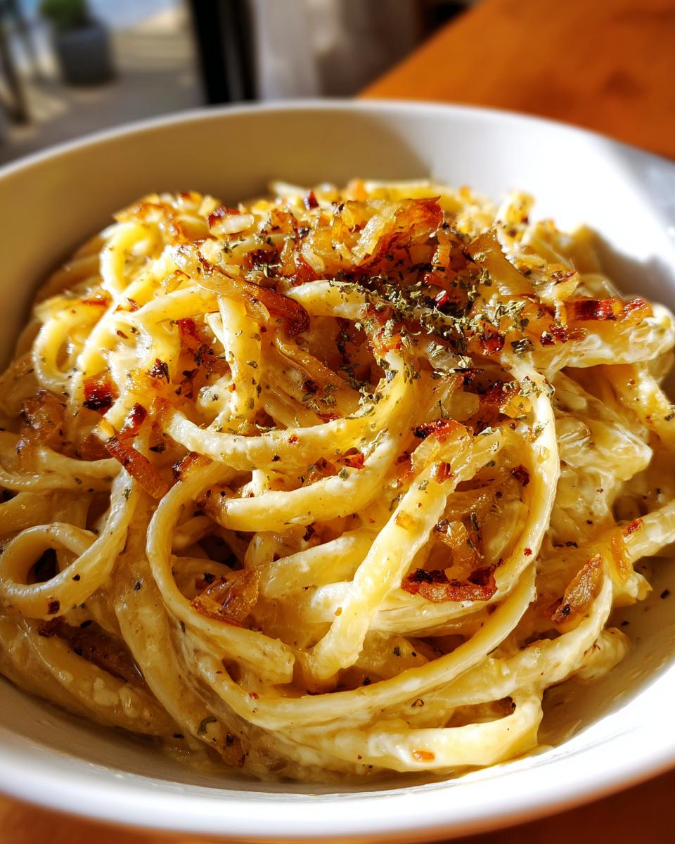 Caramelized onion pasta - detail 1