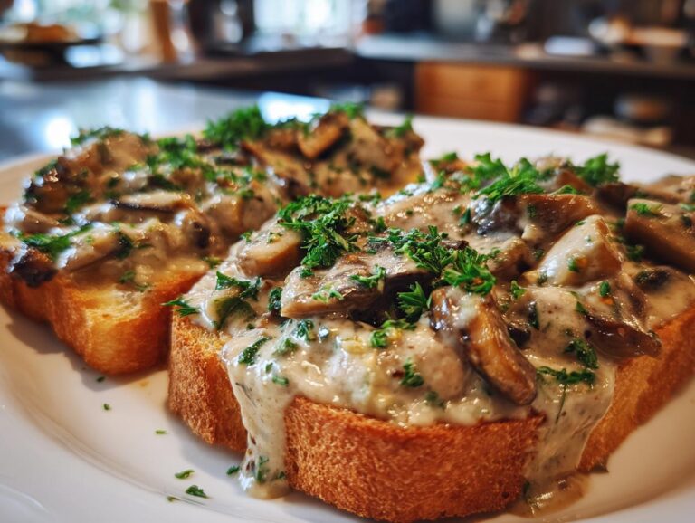 Creamy mushroom toast