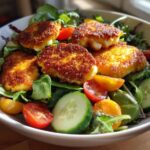 Crispy halloumi salad