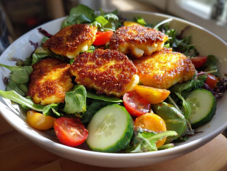 Crispy halloumi salad