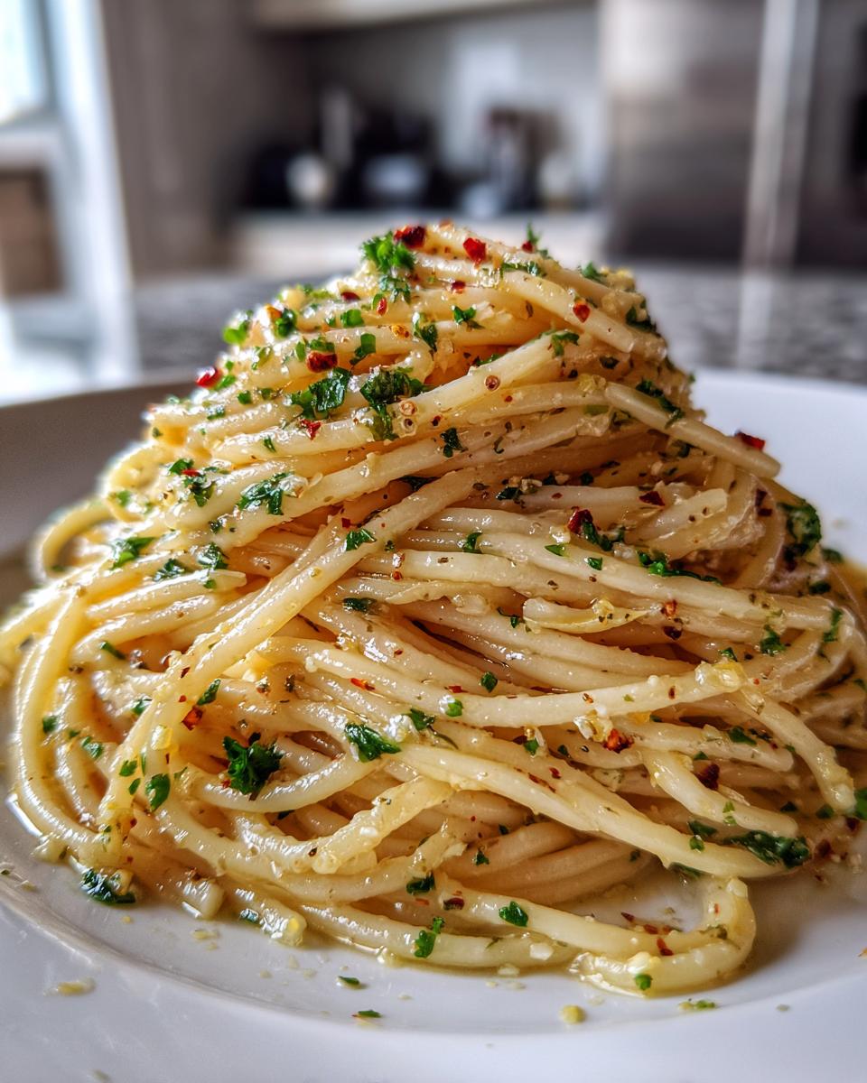 Lemon garlic butter pasta - detail 1