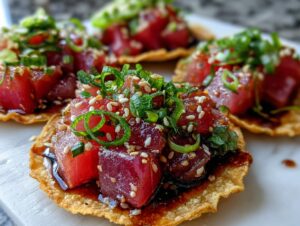 Tuna poke tacos