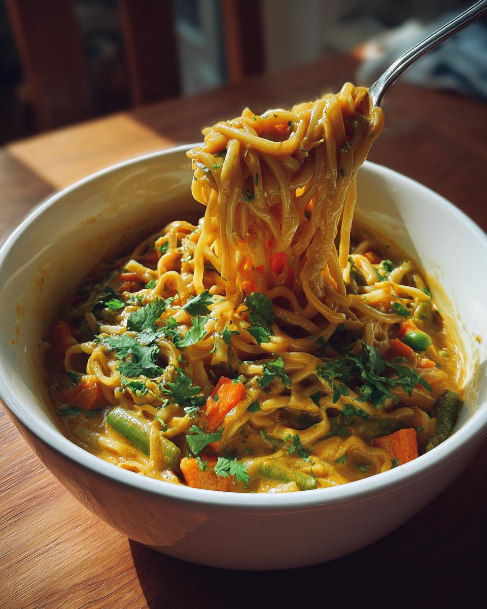 Vegan curry noodles - detail 1