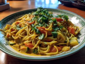 Vegan curry noodles